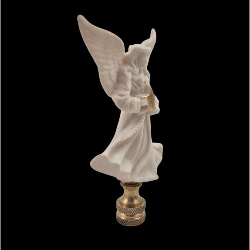 Lenox Angel Lamp Finial Matte Bisque Porcelain Gold Star Vintage Christmas Decor - Picture 5 of 10